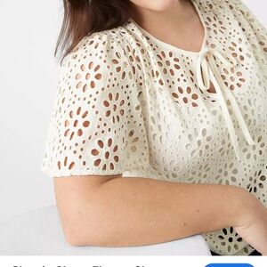 Lane‎ Bryant Cream Eyelet Blouse 24